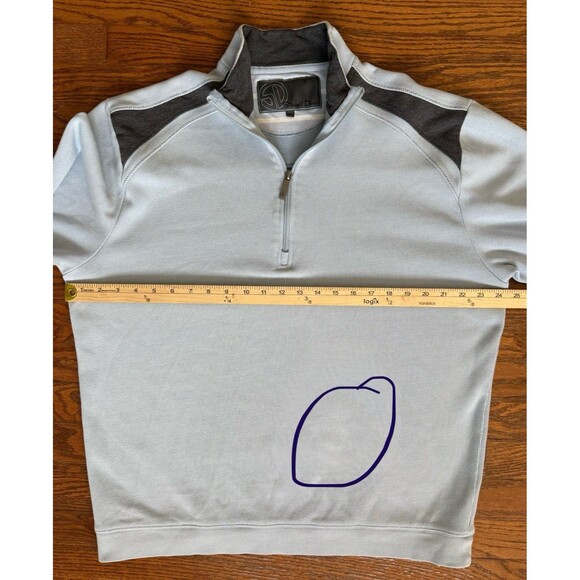 Straight Down 1/4 Zip Sweatshirt Mens XL Pullover Baby Blue Navy Polyester Blend - Picture 4 of 9